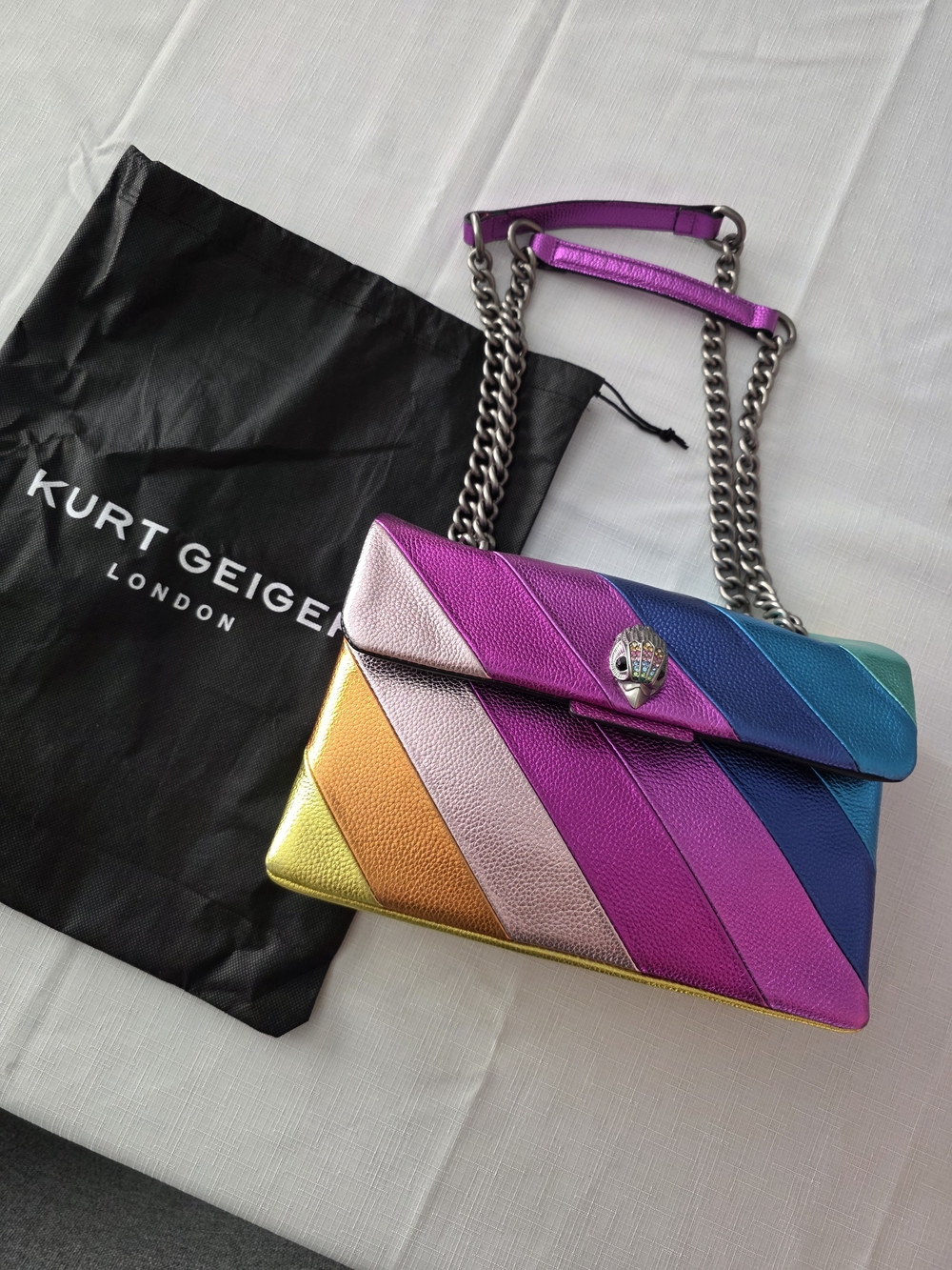 Kurt Geiger Multicolor Chevron Leather Crossbody Bag